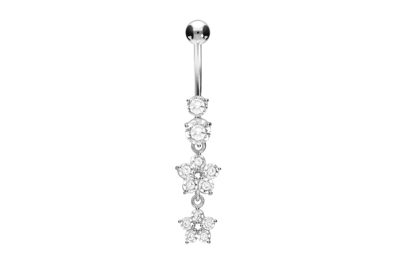 Chirurgenstahl Bananabell Piercing 2 KRISTALLBLUMEN
